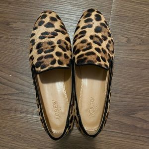 J crew Leopard flat loafers.